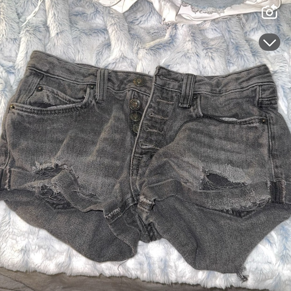 Free People Gray Jean Shorts Distressed Cut-Off Style